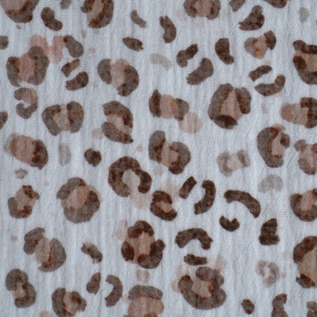 Musselin Double Gauze Leo Animalprint braun ecru